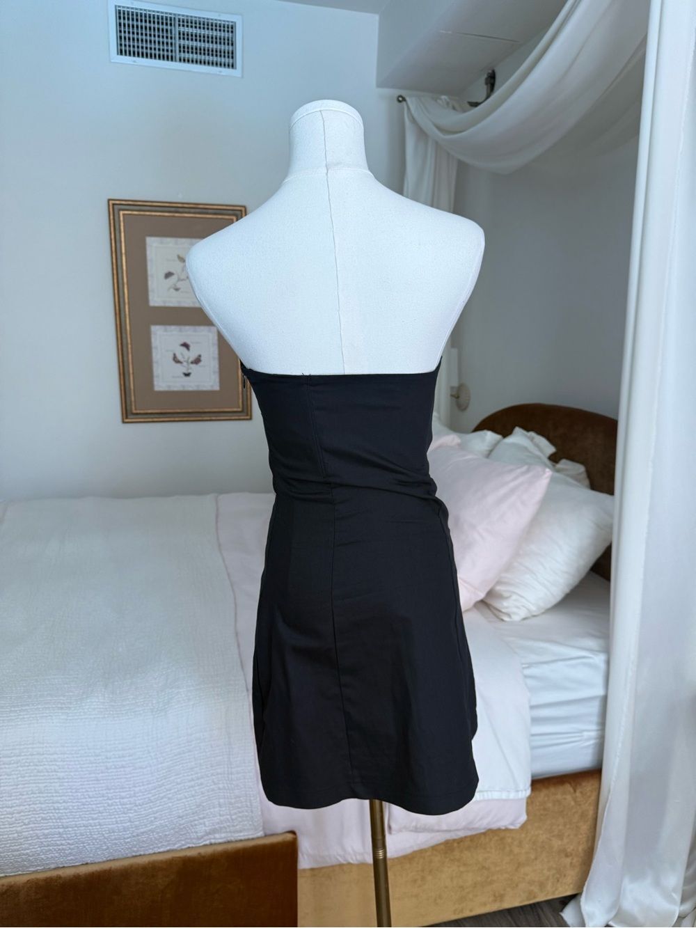 White Fox Black Corset Mini Dress Strapless Bodycon Slit Party Cocktail S - Picture 5 of 8
